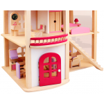 Pink House - Casuta de joaca cu mobilier din lemn inclus  cu doua nivele 